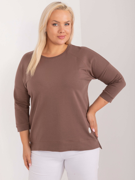 Hurt Brązowa bluzka plus size z okrągłym dekoltem