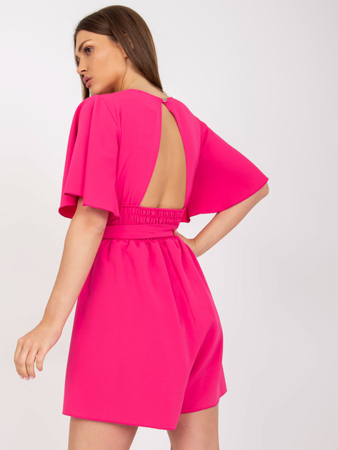 Fuksjowy zwiewny kombinezon z szortami RUE PARIS