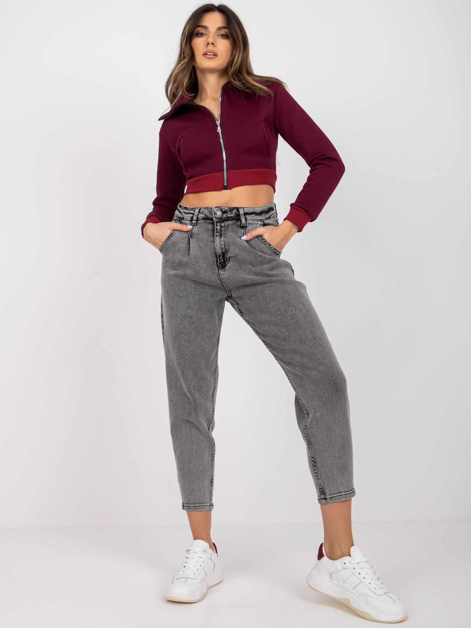 Dark Grey Jessie Mom Jeans Pants 