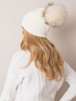 Ecru Mütze Beanie mit Pompon RUE PARIS.