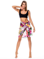 Hurtownia Biało-fioletowa bawełniana chusta w kwiaty 