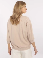 Beżowa bawełniana bluzka damska z haftem 