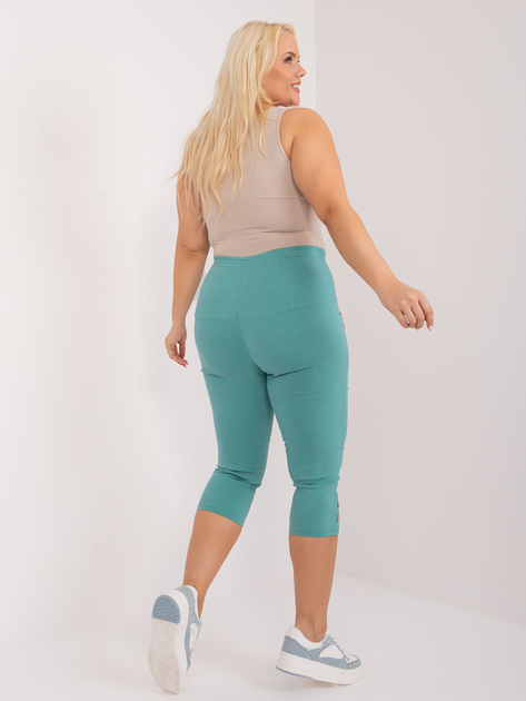 Hurt Miętowe spodnie 3/4 plus size z gumką w pasie
