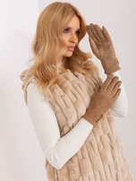 Hurt Camelowe zimowe rękawiczki z guzikami 