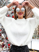 Hurt Ecru damski sweter oversize z domieszką wełny