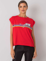Rotes T-Shirt mit Malibu-Druck.