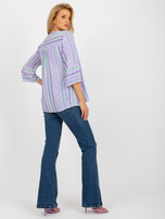 Hurt Fioletowa boho bluzka z nadrukiem i rękawem 3/4 SUBLEVEL