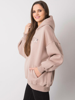 Dark beige hoodie with pockets Lille RUE PARIS.
