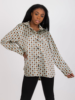 Beżowa asymetryczna koszula z nadrukiem