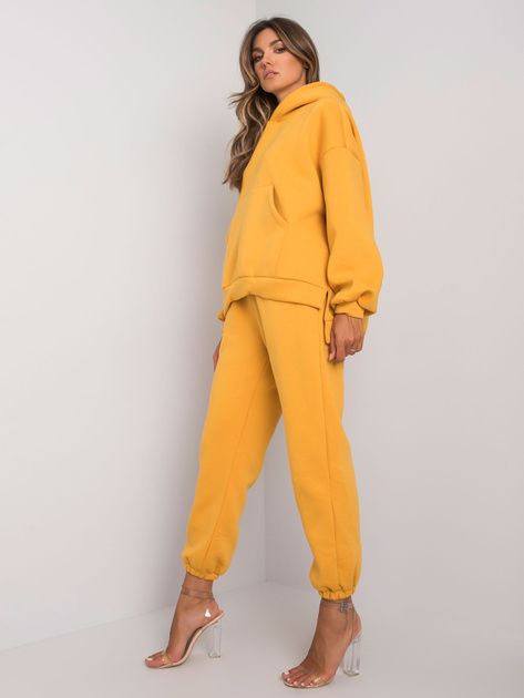 Hurt Musztardowy komplet dresowy z bluzą z kapturem Janessa