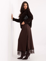 Ciemnobrązowa trapezowa spódnica z koronką RUE PARIS 