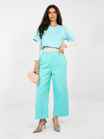 Pastelowe miętowe koronkowe body z imitacją t-shirta