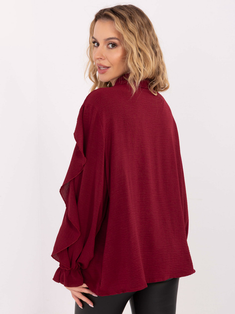 Bordowa elegancka koszula z żabotem