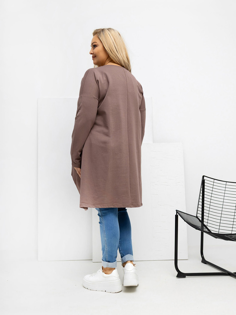 Jasnobrązowa tunika plus size z bawełny