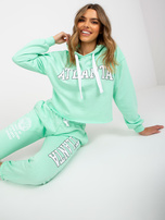 Miętowy komplet dresowy z bluzą z kapturem