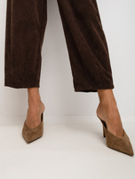 RUE PARIS Brown corduroy high-waisted pants.
