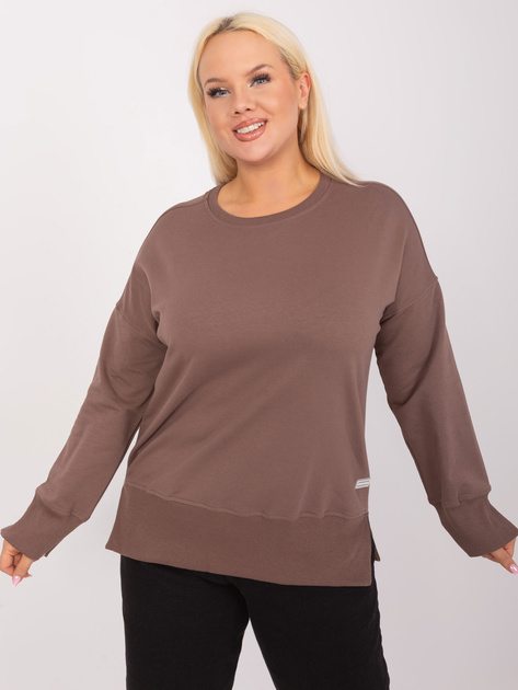 Hurt Brązowa dresowa bluza plus size z bawełny