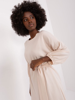 Hurt Jasnobeżowa sukienka z rękawem 3/4 RUE PARIS