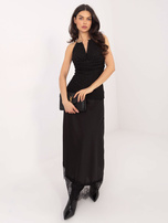 Black elegant top with open back.