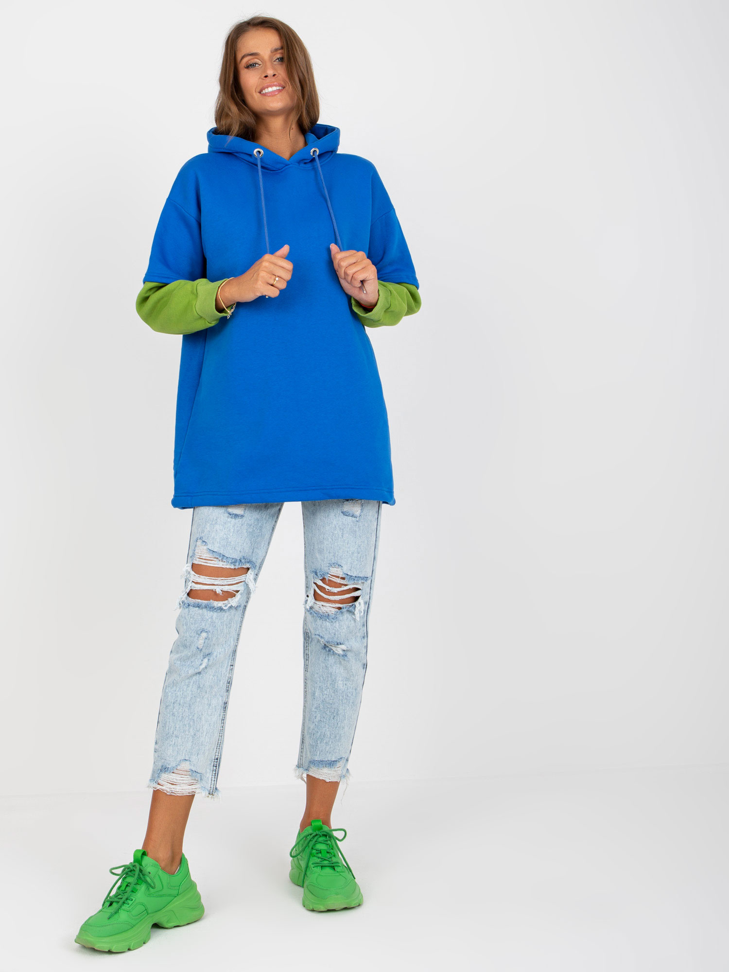 Ciemnoniebieska damska bluza basic z kapturem RUE PARIS