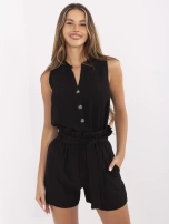 Czarny komplet z bluzką bez rękawów RUE PARIS 