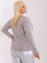 Hurt Szary melanżowy sweter z dekoltem V