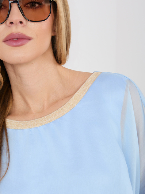 Pastelowa niebieska wizytowa bluzka z podszewką