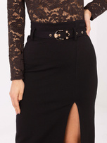 Czarna elegancka spódnica z paskiem RUE PARIS 