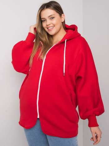 Czerwona bluza plus size z kapturem Ella 