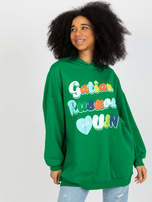 Hurtownia Zielona damska bluza z nadrukiem oversize