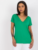 Grünes Damen-T-Shirt mit Spitze Aileen.