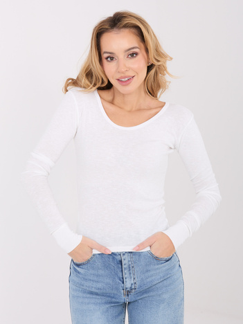 Ecru dopasowana bluzka basic z bawełny