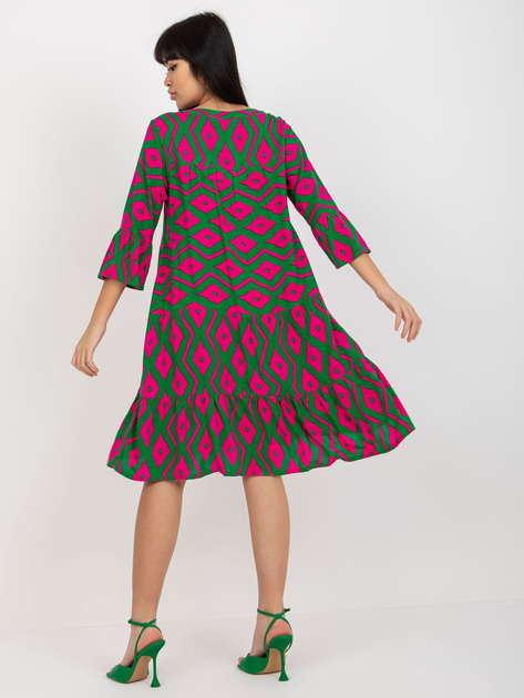 Hurt Zielona damska sukienka z printam i falbaną SUBLEVEL