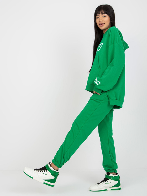 Hurt Zielony damski komplet dresowy z bluzą z kapturem