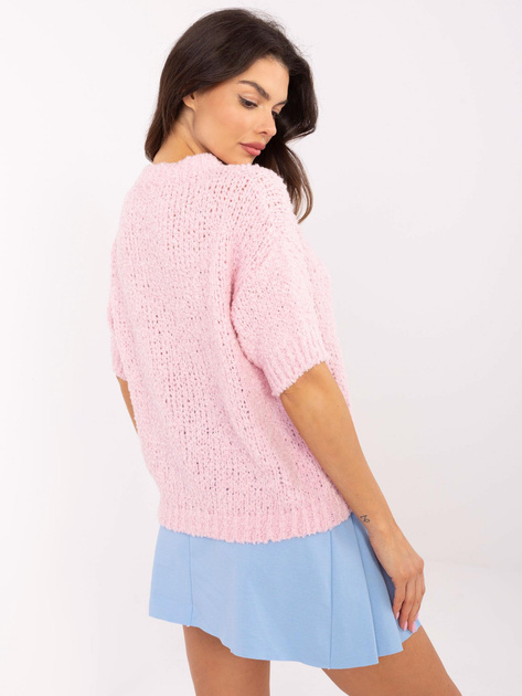 Hurt Jasnoróżowy sweter oversize z okrągłym dekoltem