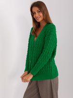 Hurt Zielony sweter rozpinany z dekoltem V RUE PARIS