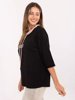 Czarna damska bluzka z haftowanym napisem  