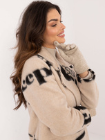 Hurt Beżowe dotykowe rękawiczki damskie z guzkiem