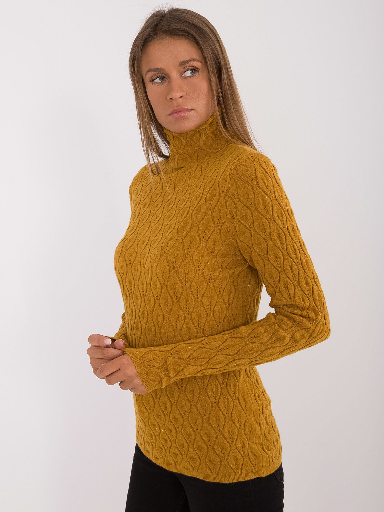 Sweter ciemny żółty