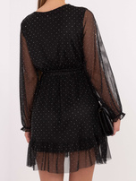 Czarna mini sukienka z aplikacjami