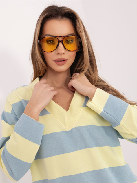 Pastelowa żółto-niebieska bluza oversize z długim rękawem