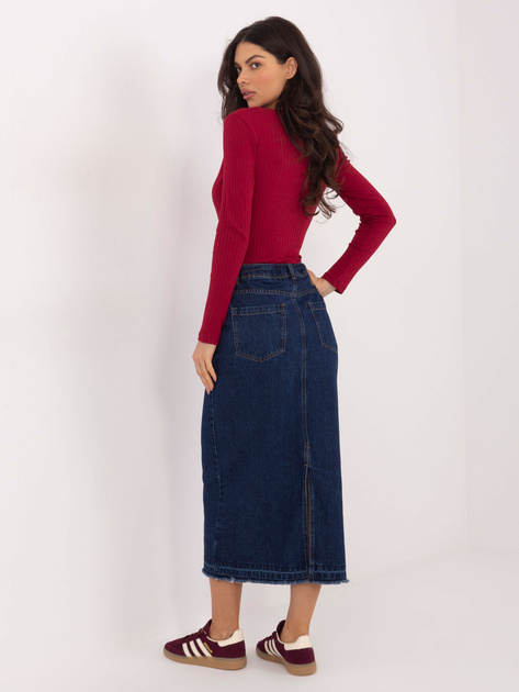 Granatowa jeansowa spódnica z paskiem SUBLEVEL