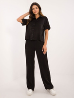 Hurt Czarny połyskujący komplet dwuczęściowy ze spodniami