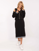 Czarny dwuczęściowy komplet z sukienką RUE PARIS 