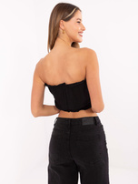 Czarny damski crop top z wiskozy