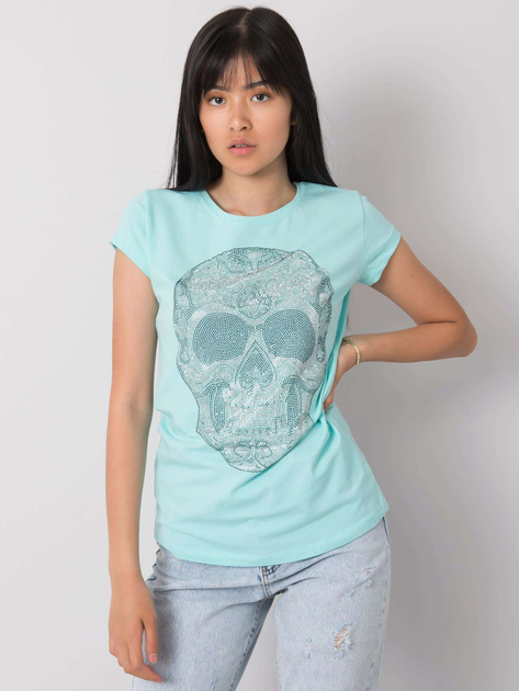 Jasnoniebieski t-shirt z aplikacją Skull