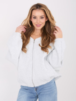 Jasnoszara rozpinana bluza z gumką na dole