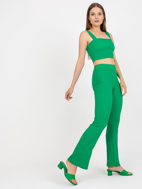 Zielony damski komplet casualowy ze spodniami