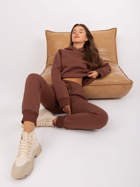 Hurt Ciemnobrązowy dresowy komplet basic ze spodniami