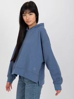 Hurt Ciemnoniebieska dresowa bluza z kapturem i rozcięciami MAYFLIES